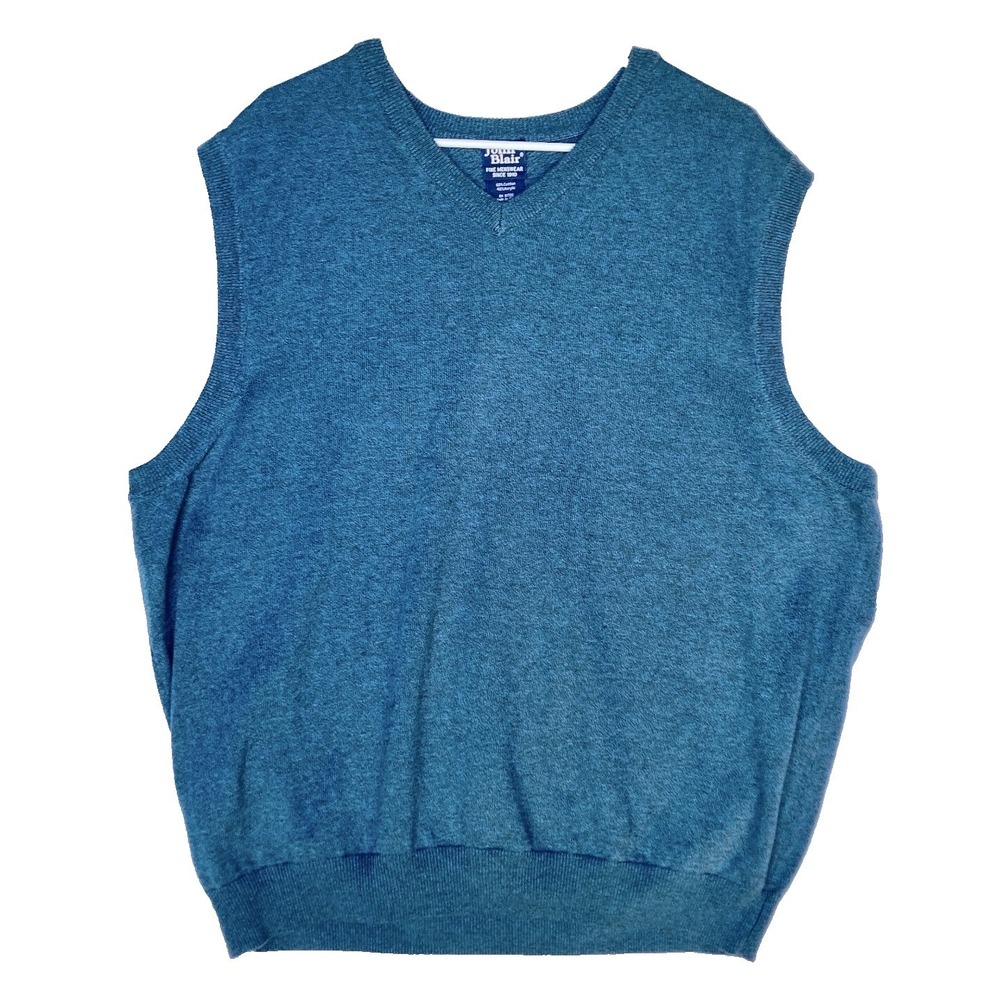 VTG John Blair Sweater Vest Mens XL XXL Cotton Blend Knit Retro Grandpa Golf Dad